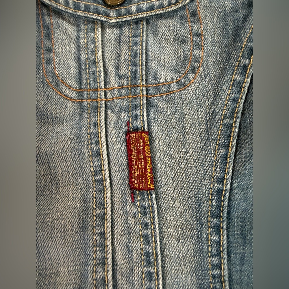 7 For All Mankind Women’s Small Blue Denim Jean Jacket Medium Wash Lined Trucker - Picture 5 of 13